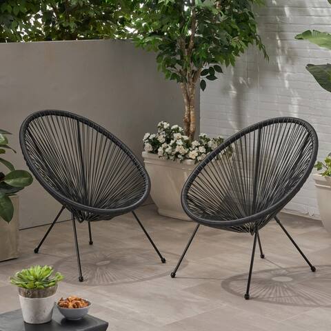 Anson Outdoor Hammock Weave Chair with Steel Frame (Set of 2) by Christopher Knight Home