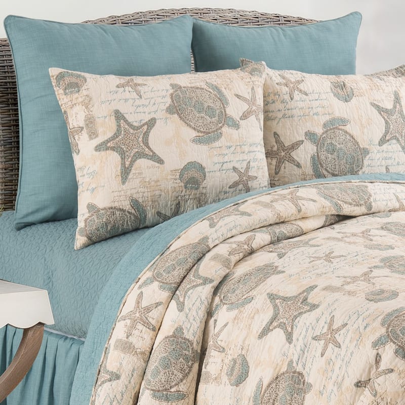 Amber Sands Coastal Reversible Cotton Quilt Set