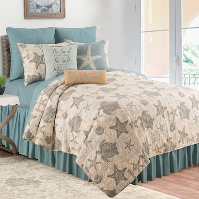 Amber Sands Coastal Reversible Cotton 3 Piece Quilt Set - Twin 2 Piece