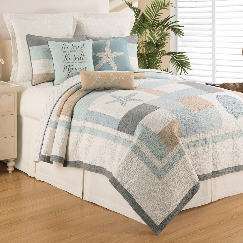 Driftwood Shores Coastal Cotton 3 Piece Quilt Set