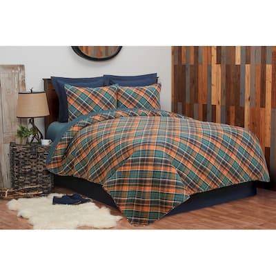 Troy Plaid Rustic Lodge Reversible Cotton Quilt Set