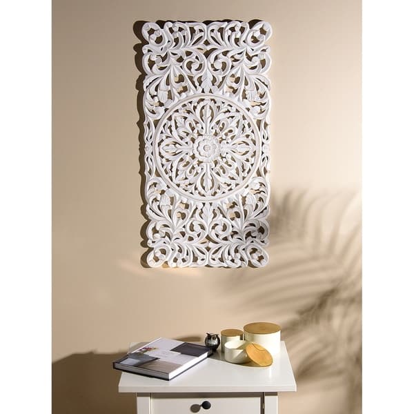 Aurora Home Whitewash Wood Rectangle Decorative Wall Panel On Sale Overstock 27585892