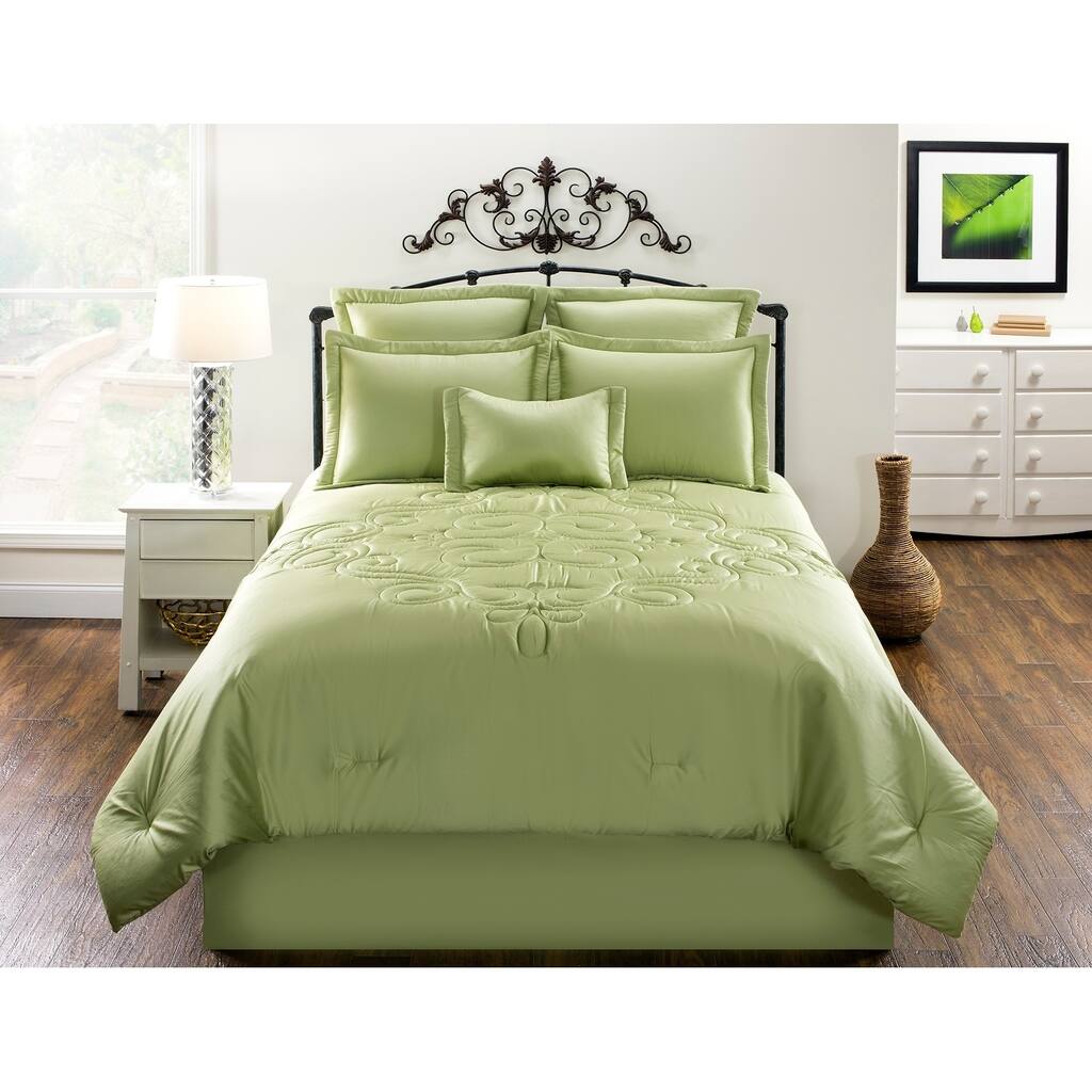 Waldorf Solid Green Cotton comforter set