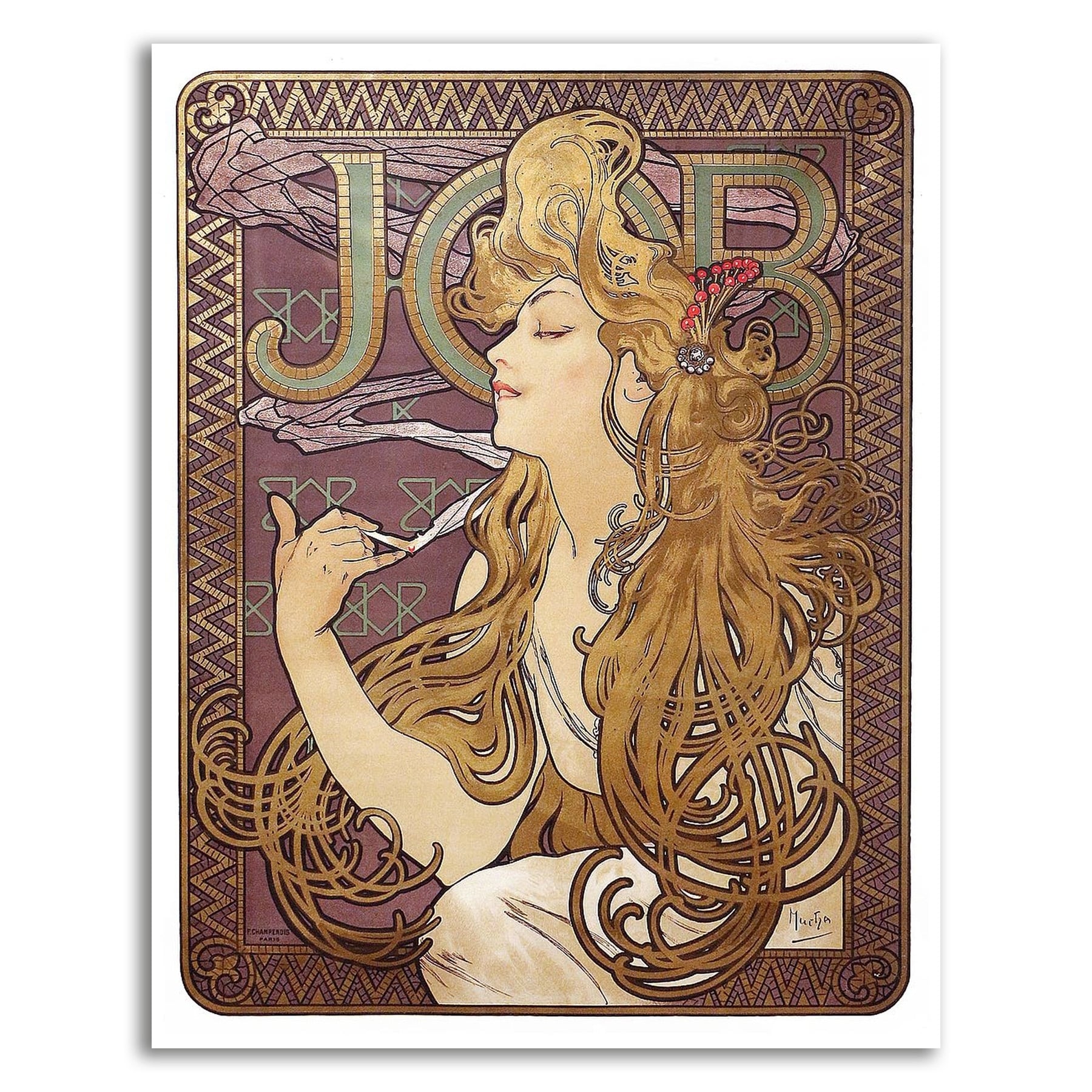 Job Cigarette Rolling Papers Advertisement 17 By Alphonse Mucha Print On Canvas Ready To Hang 22 X 28 Overstock