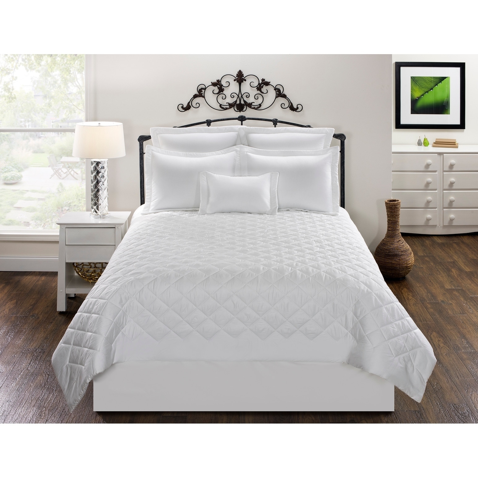 Solid white bedskirt 100% cotton duck in different drops 15", 18", 21"
