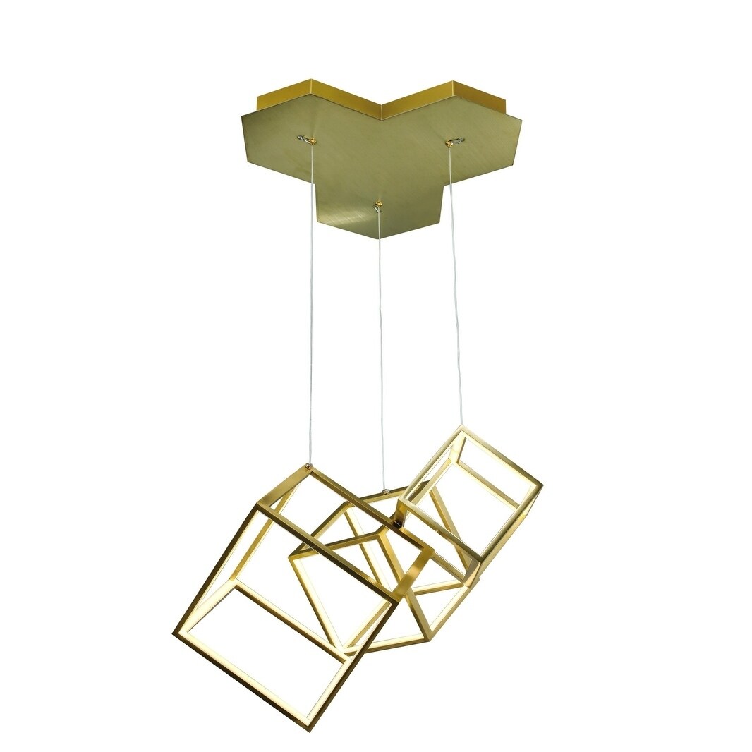 Dimmable Gold Metal LED Lighting With Triple LED Boxes - Chandeliers For Bedrooms by Overstock.com