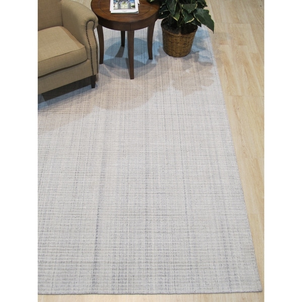 Ivory/Blue Solid Handmade Legend Rug - 8' x 10'