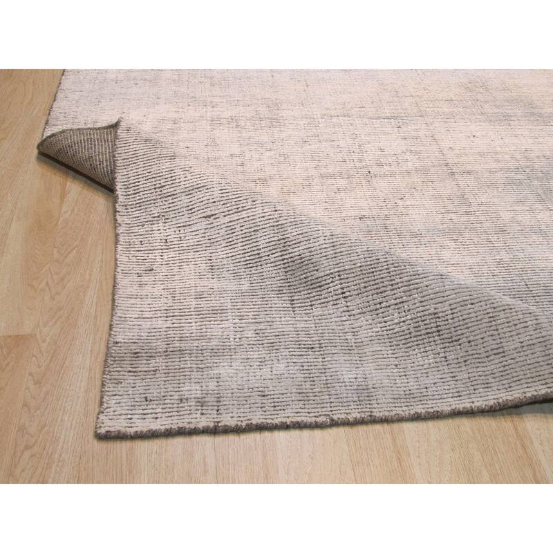 Ivory/Gray Stripe Handmade Boho Rug - 8' x 10'