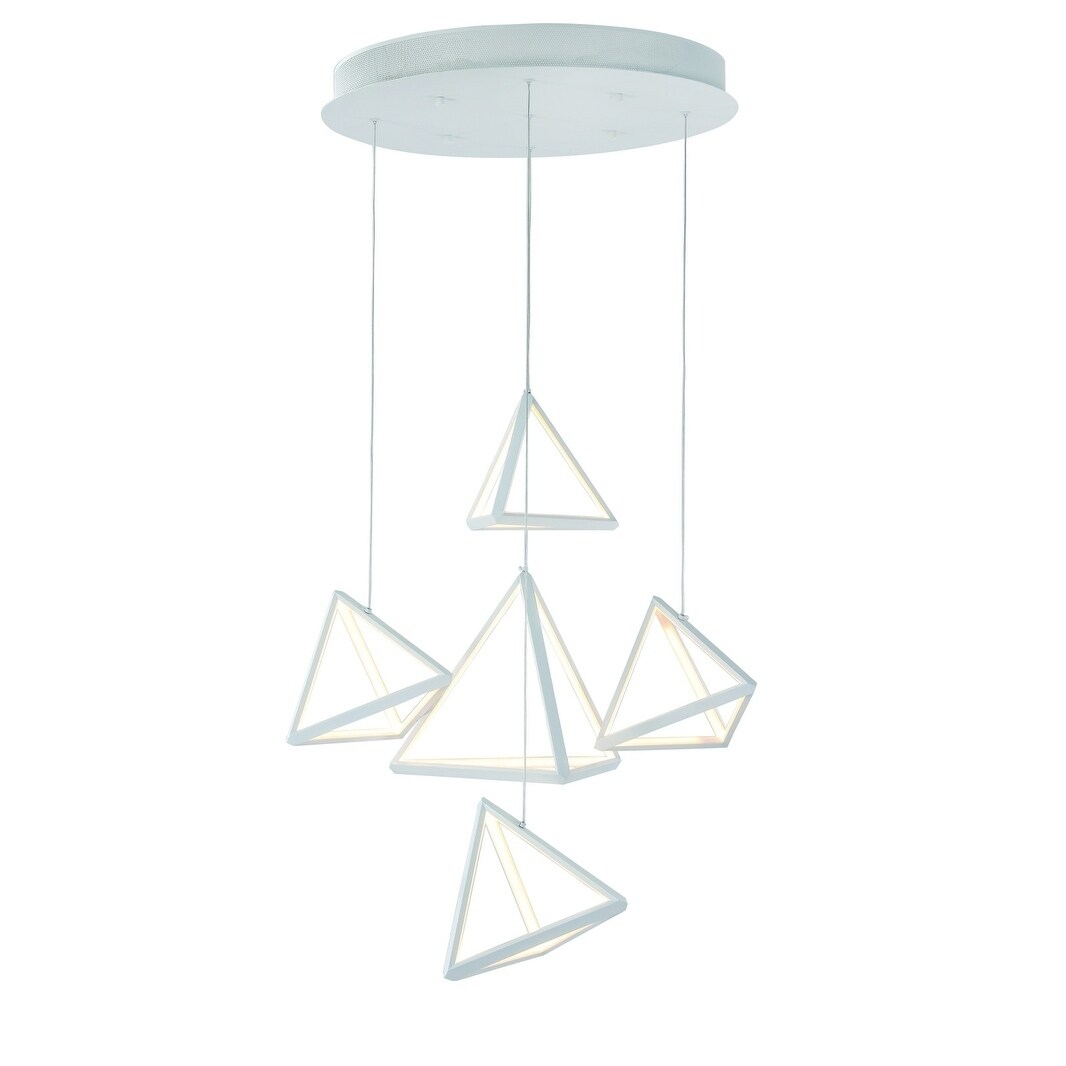 Dimmable White Aluminum LED Lighting With Five Prism LED - Chandeliers For Bedrooms by Overstock.com