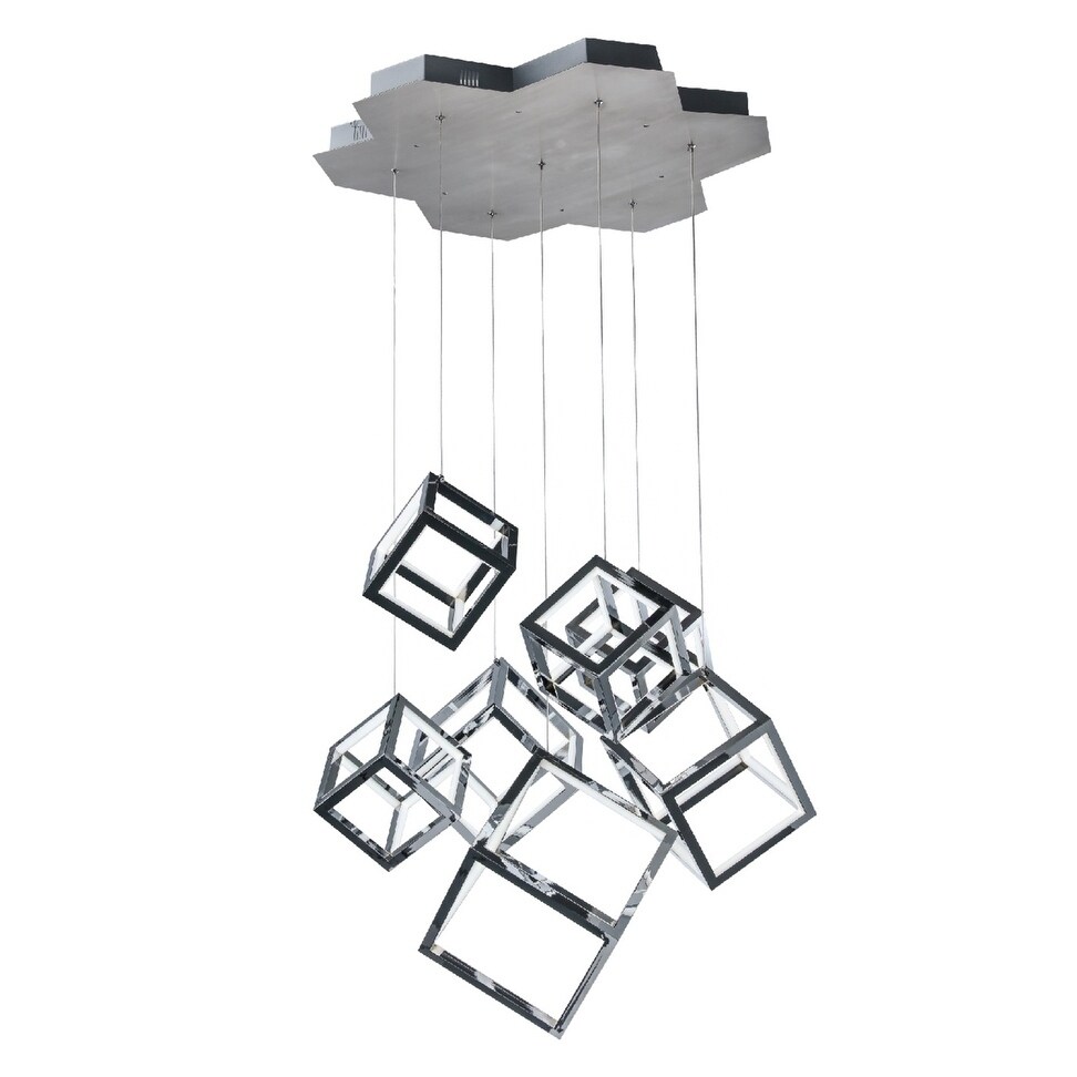 Dimmable Nickel Metal LED Lighting With Seven LED Boxes - Chandeliers For Bedrooms by Overstock.com