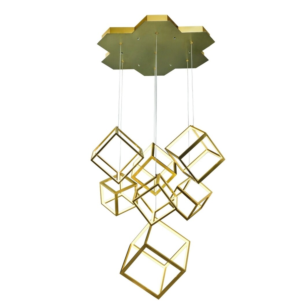 Dimmable Gold Metal LED Lighting With Seven LED Boxes - Chandeliers For Bedrooms by Overstock.com