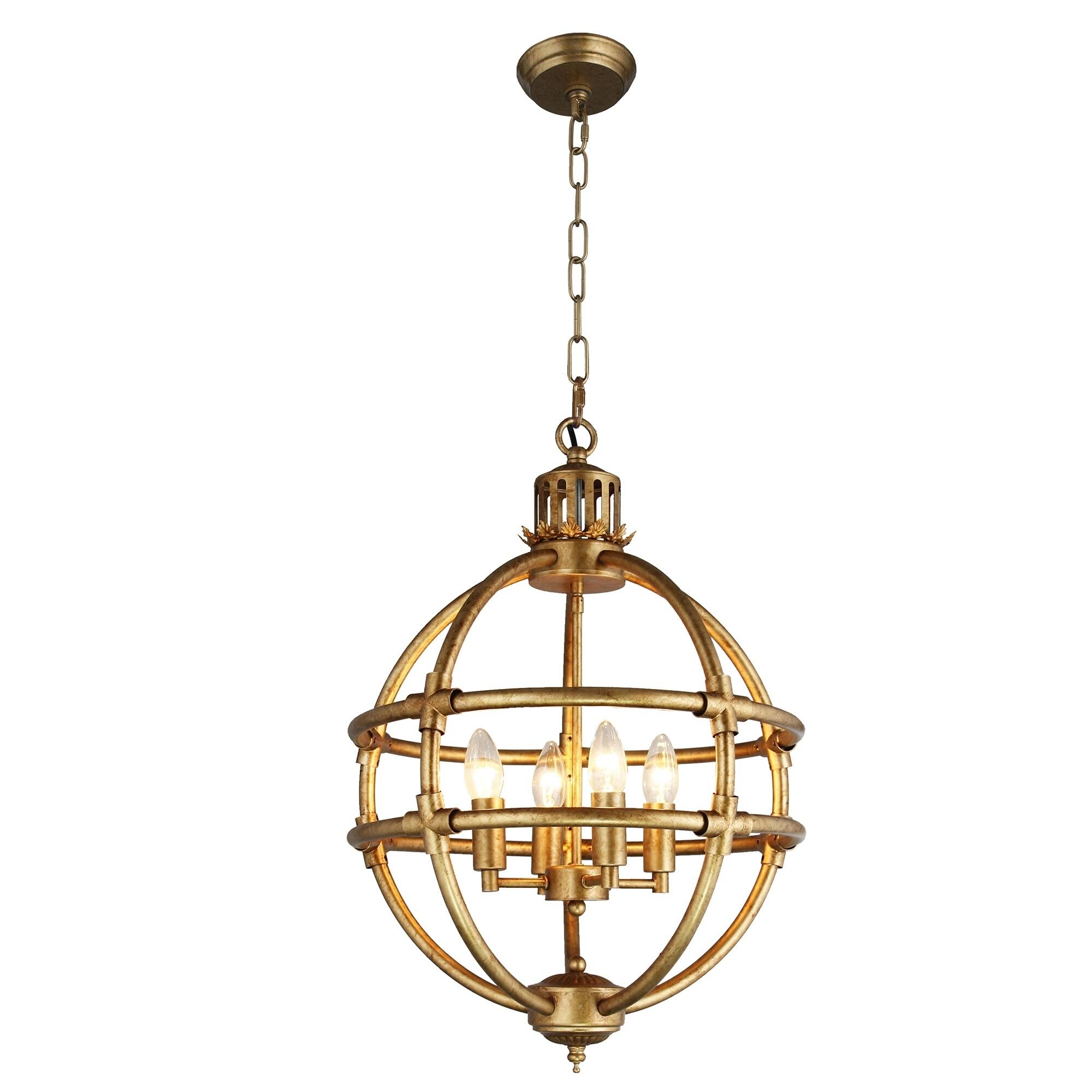 4 Light Globe Chandelier in Gold finish - Chandeliers For Bedrooms by Overstock.com