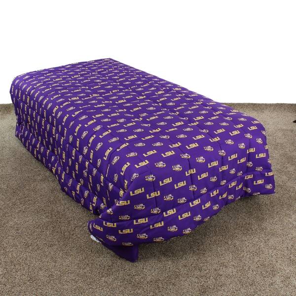 Shop Lsu Tigers Striped Super Soft Reversible Comforter Set Free