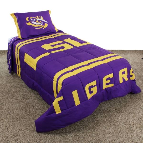 Shop Lsu Tigers Striped Super Soft Reversible Comforter Set Free