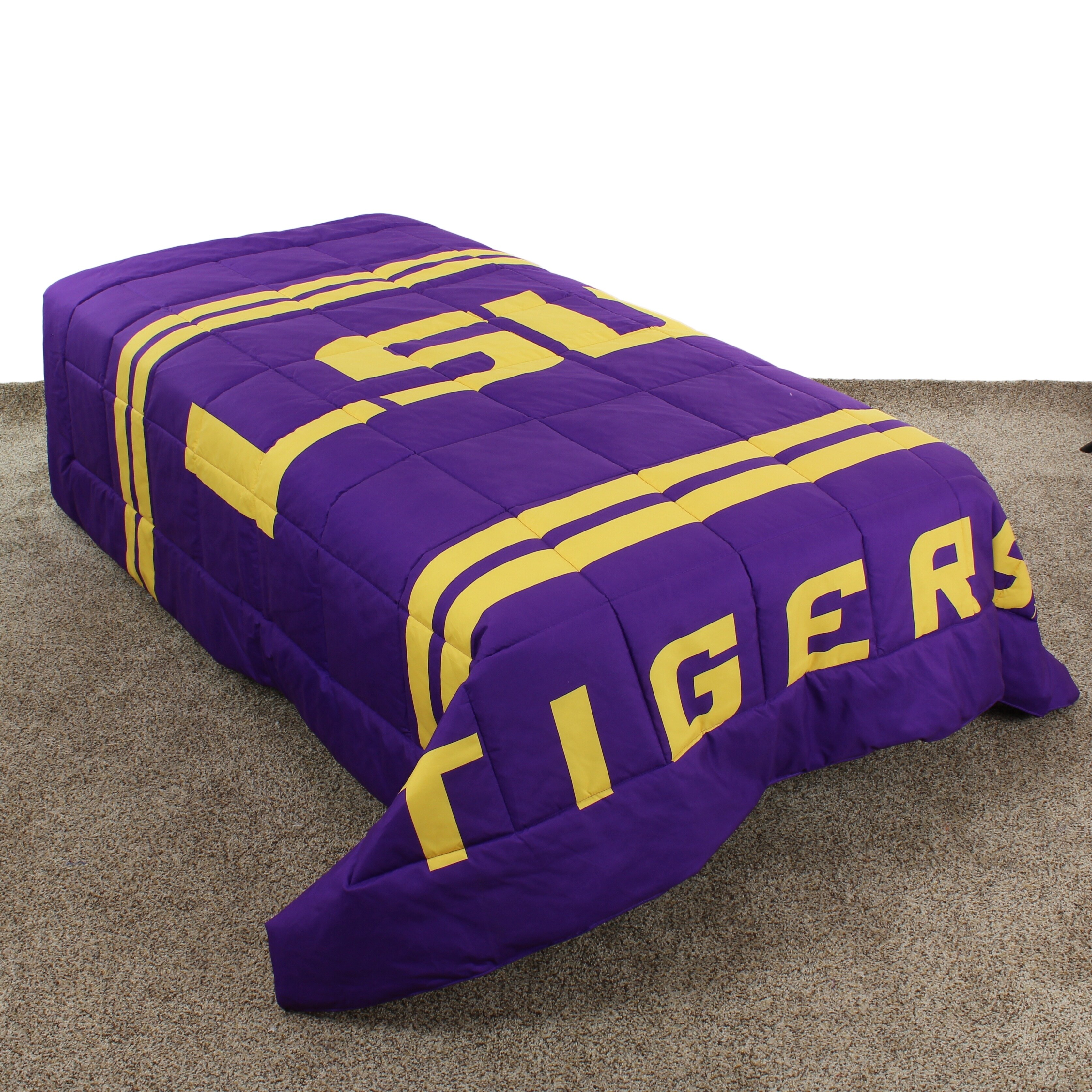 Shop Lsu Tigers Striped Super Soft Reversible Comforter Set Free