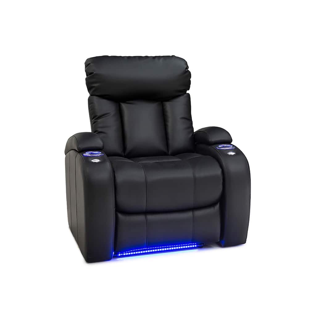 Seatcraft Orleans Home Theater Seating Power Recliner, Storage, USB Charging, Lighted Cup Holders, Swivel Tray Table