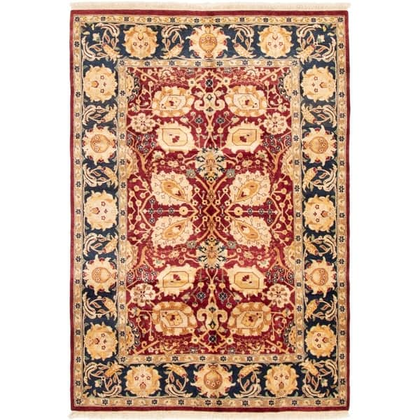 6' Round Oushak Red Rug, All Over Pattern Industrial Modern