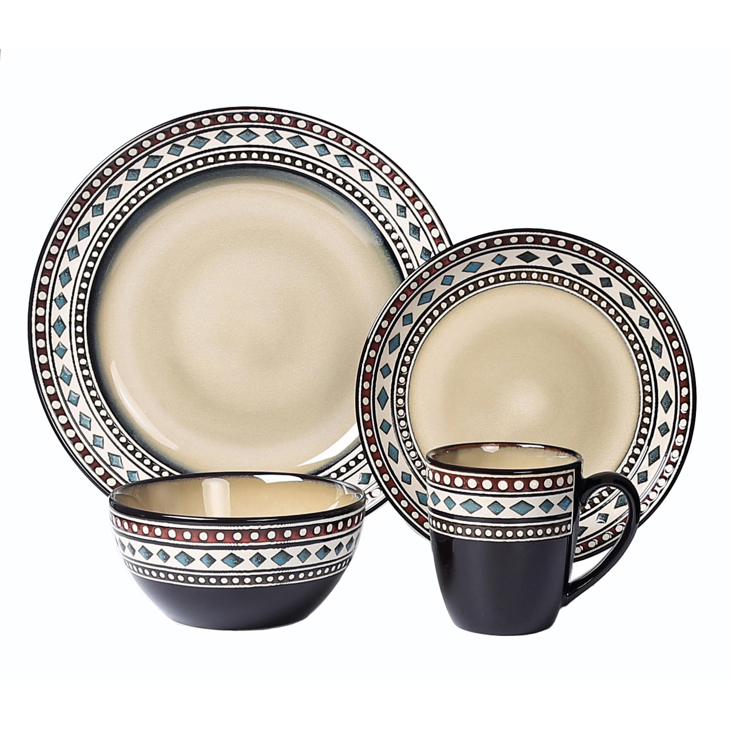 Hometrends Soho Lounge Grey 12-Piece Square Stoneware Dinnerware Set