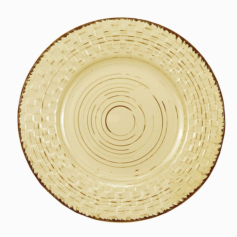 Lorren Home Trends 16 Piece Distressed Weave Dinnerware Set-Buttercup
