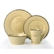 preview thumbnail 1 of 3, Lorren Home Trends 16 Piece Distressed Weave Dinnerware Set-Buttercup
