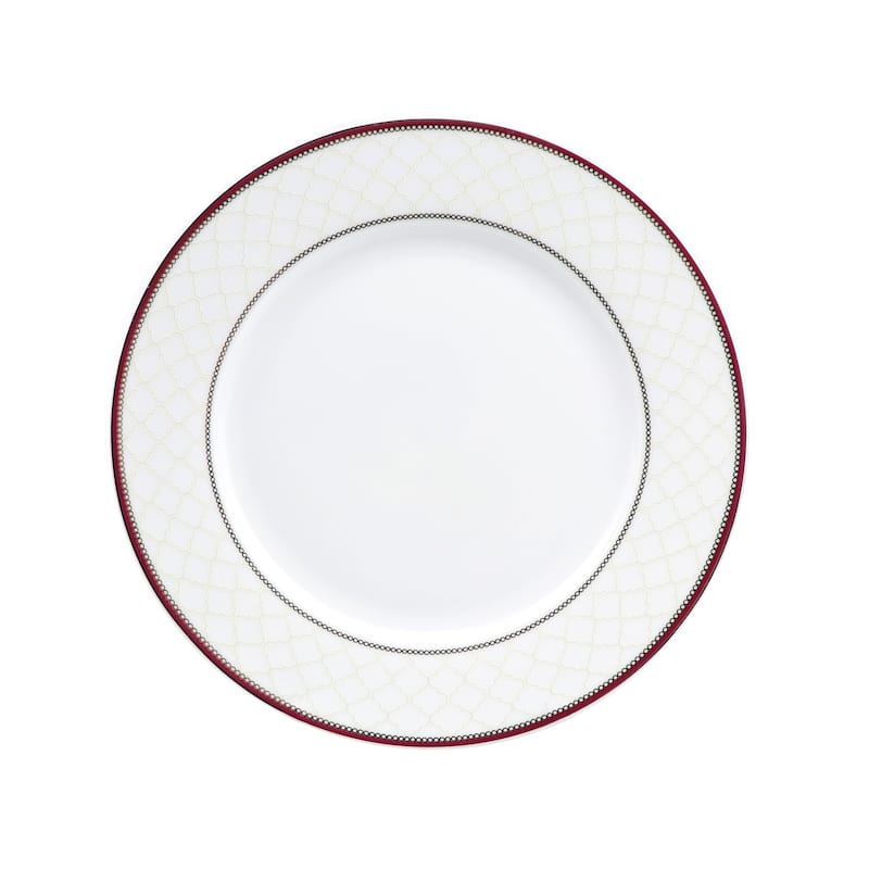 Lorren Home 50 Piece New Bone China Dinnerware Set Service for 8-Scarlet