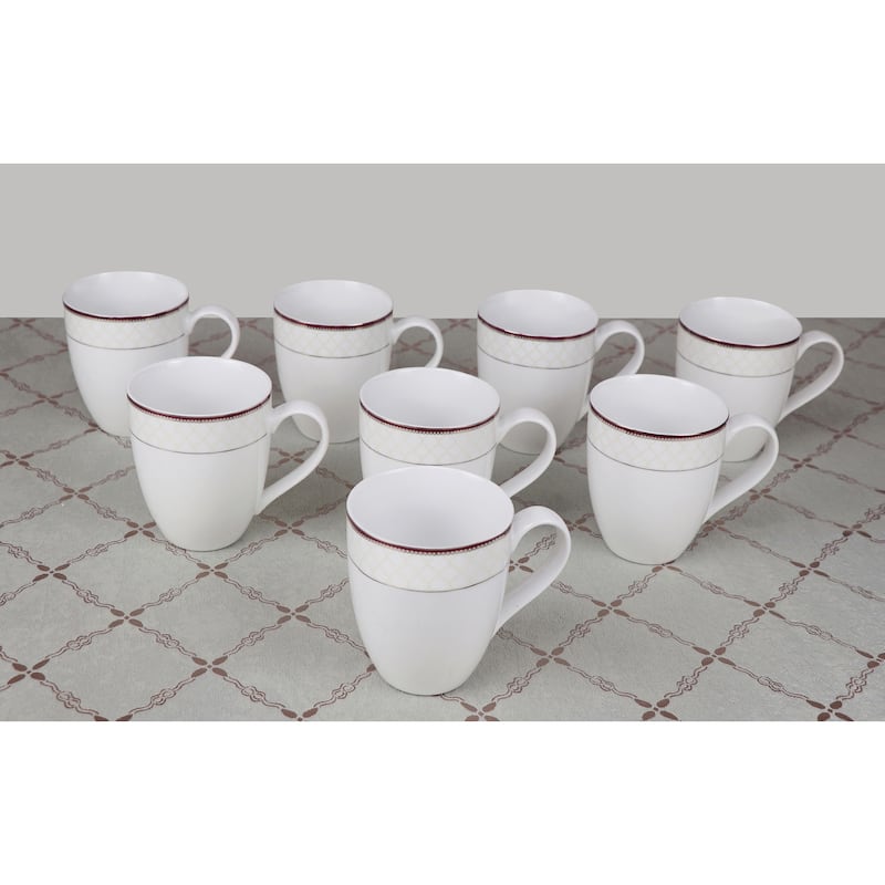 Lorren Home 50 Piece New Bone China Dinnerware Set Service for 8-Scarlet