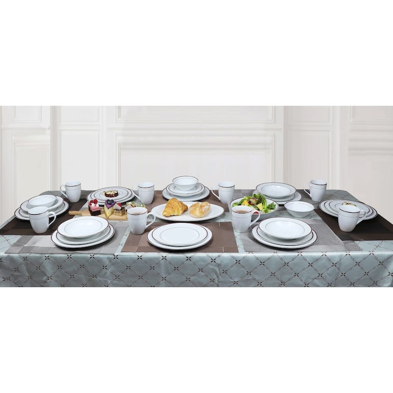 Lorren Home 50 Piece New Bone China Dinnerware Set Service for 8-Scarlet