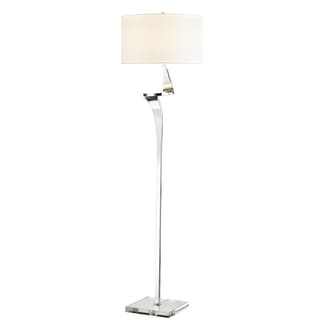 Chrome Metal Floor Lamp with White Drum Shade
