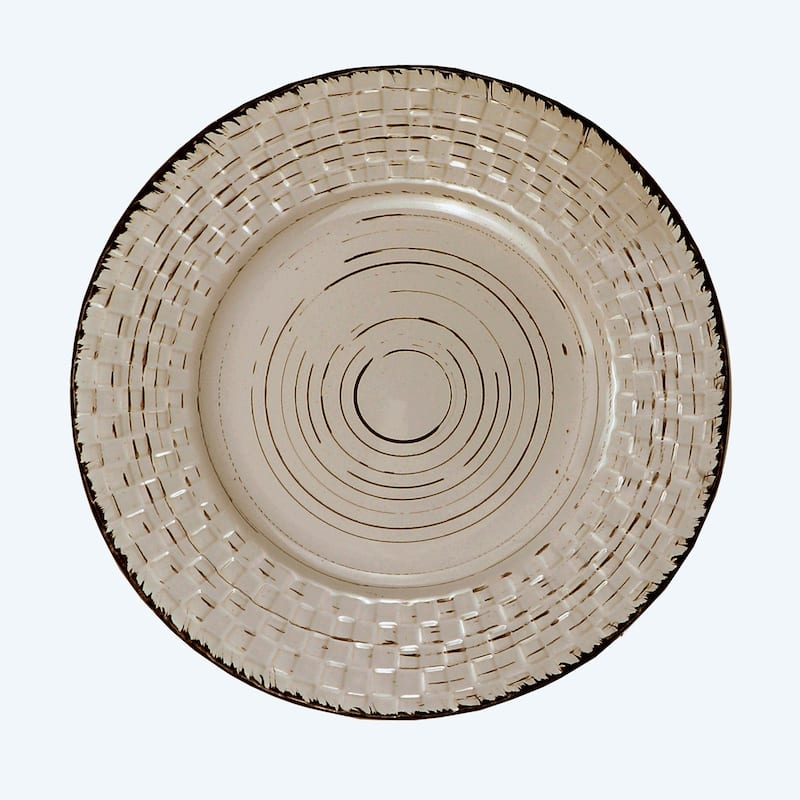 Lorren Home Trends 16 Piece Distressed Weave Dinnerware Set-Mocca