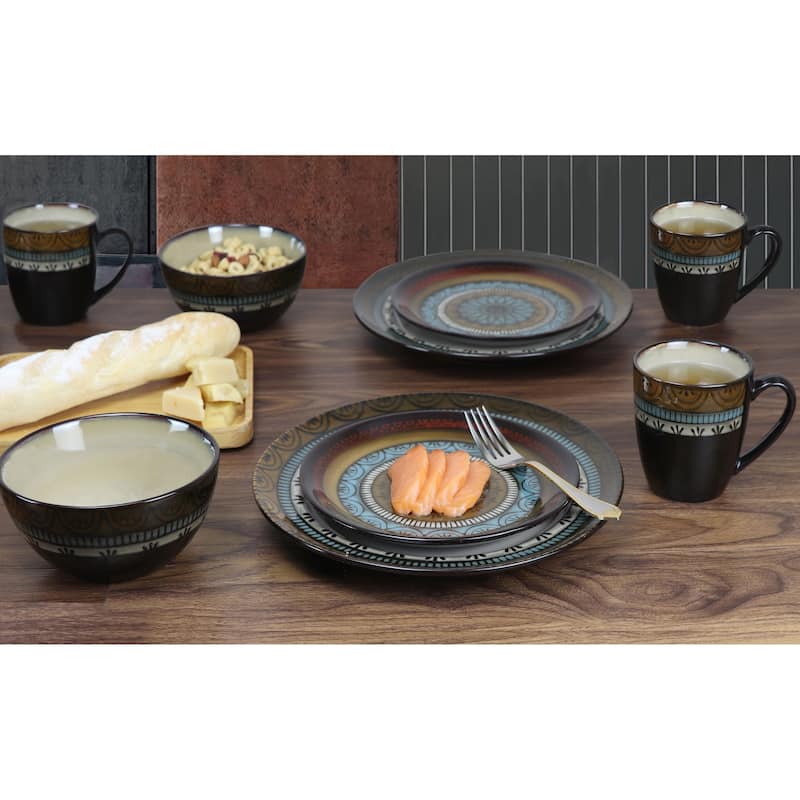 Lorren Home Trends 16 Piece Glazed Dinnerware Mosaic (Service for 4)