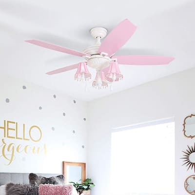Taylor & Olive Calendula 48-inch White/ Pink LED Ceiling Fan