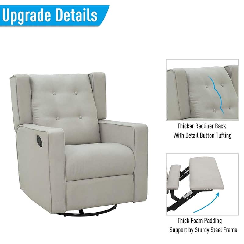 HomCom Polyester/ Linen Fabric Swivel Gliding Recliner Chair