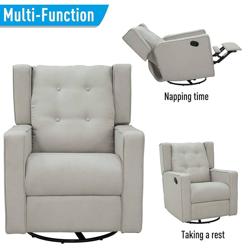 HomCom Polyester/ Linen Fabric Swivel Gliding Recliner Chair