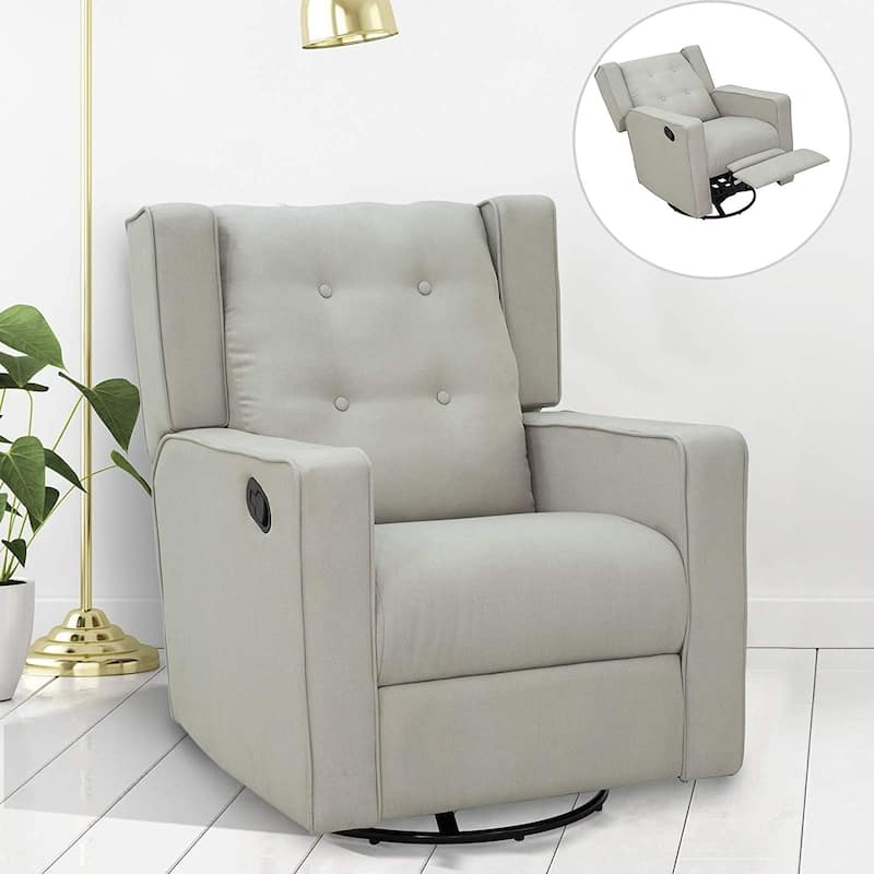 HomCom Polyester/ Linen Fabric Swivel Gliding Recliner Chair