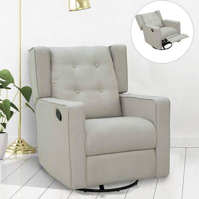 HomCom Polyester/ Linen Fabric Swivel Gliding Recliner Chair
