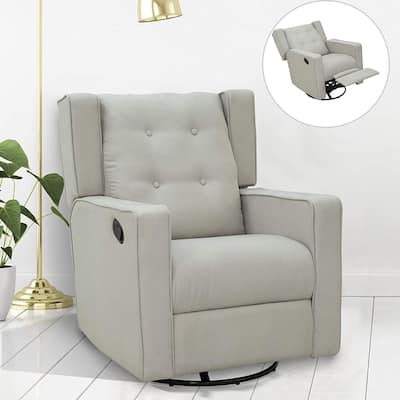 HomCom Polyester/ Linen Fabric Swivel Gliding Recliner Chair