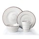 preview thumbnail 1 of 2, Lorren Home Trends 16 Piece Distressed Weave Dinnerware Set-White