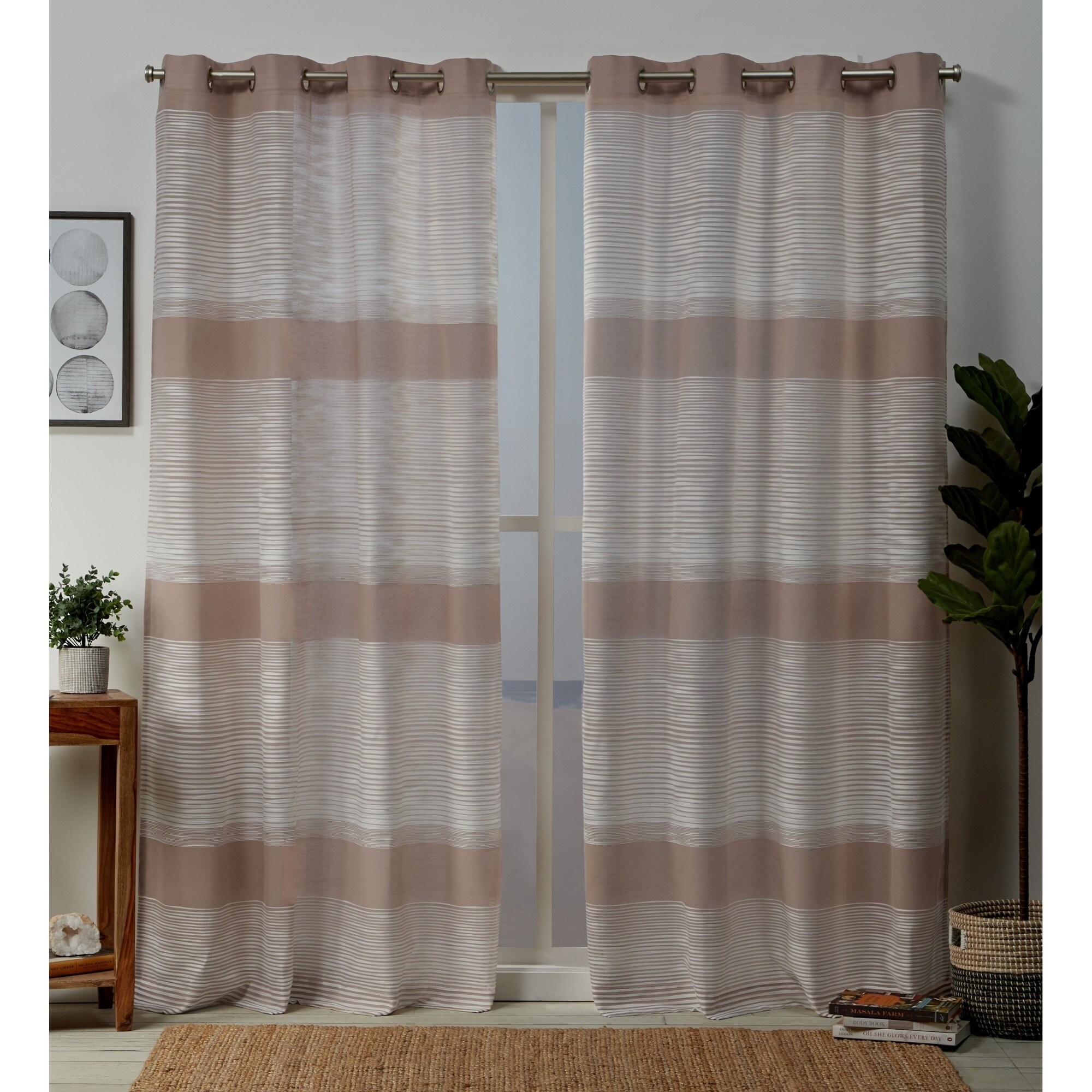 Shop Copper Grove Panagyurishte Striped Grommet Top Curtain Panel