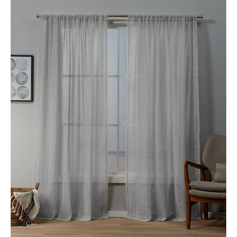 Copper Grove Svilengrad Sheer Rod Pocket Top Curtain Panel Pair - Silver - 54X84
