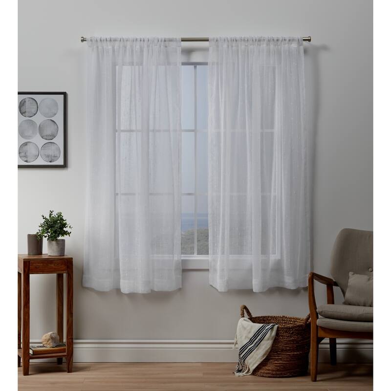 Copper Grove Svilengrad Sheer Rod Pocket Top Curtain Panel Pair - White - 54X63