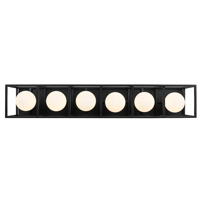 Plaza 6-light Carbon and Havana Gold Bath Light