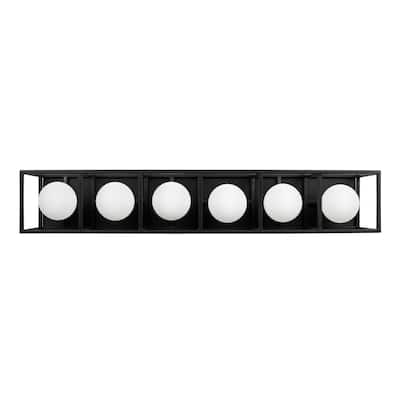 Plaza 6-light Carbon and Havana Gold Bath Light