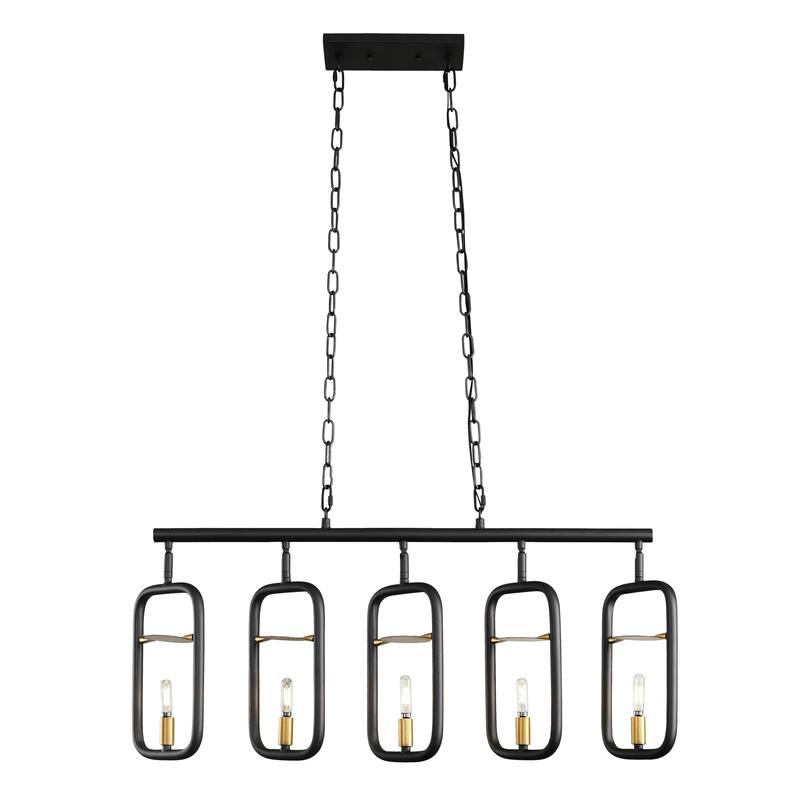 Bar None 5-light Aged Gold and Rustic Bronze Linear Pendant
