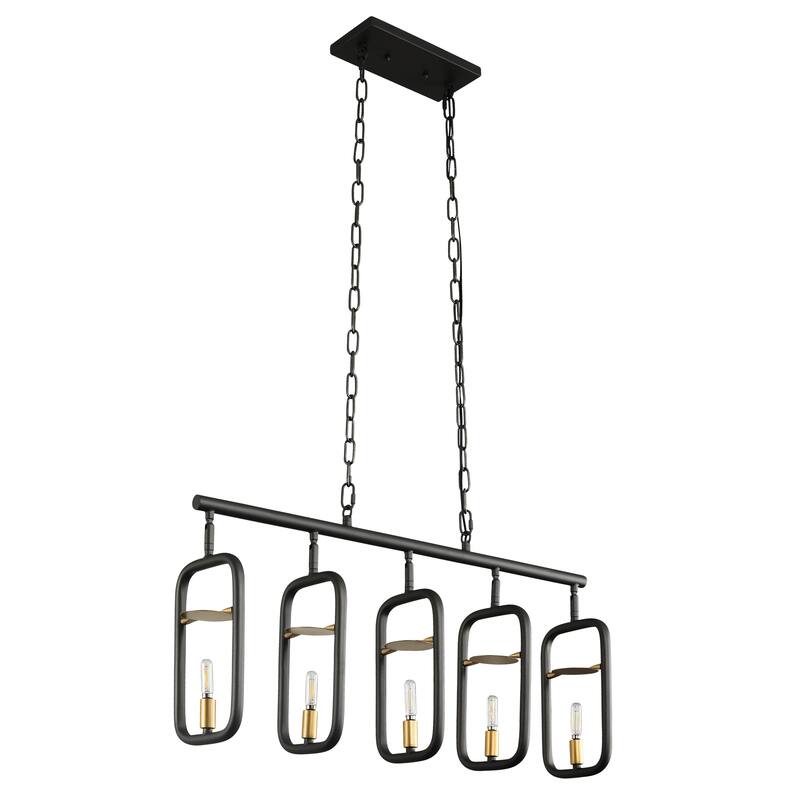 Bar None 5-light Aged Gold and Rustic Bronze Linear Pendant