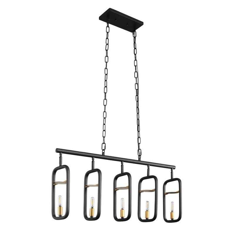 Bar None 5-light Aged Gold and Rustic Bronze Linear Pendant