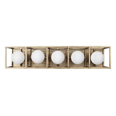 Plaza 5-light Havana Gold and Carbon Bath Light
