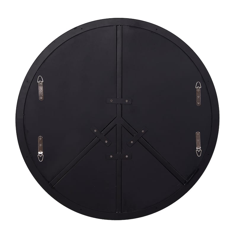 Paz 30-inch Black Round Peace Sign Accent Mirror