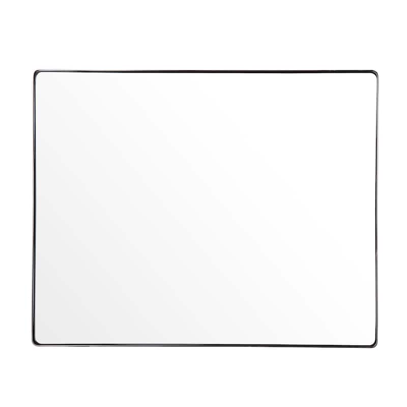 Kye Rounded Polished Nickel Rectangular Wall Mirror - Polished Nickel