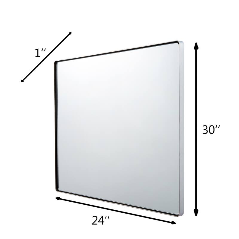 Kye Rounded Polished Nickel Rectangular Wall Mirror - Polished Nickel