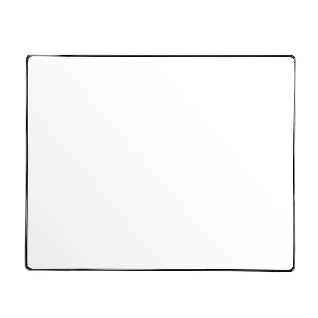 Kye Rounded Polished Nickel Rectangular Wall Mirror - Polished Nickel